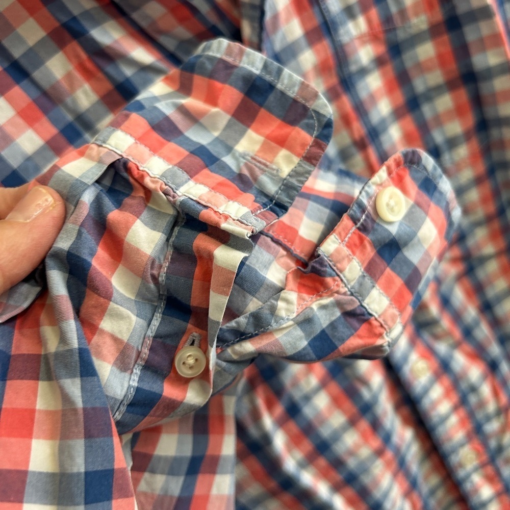 EUC Gap size Large cotton button up shirt. Blue orange white. Casual cool - Picture 4 of 7